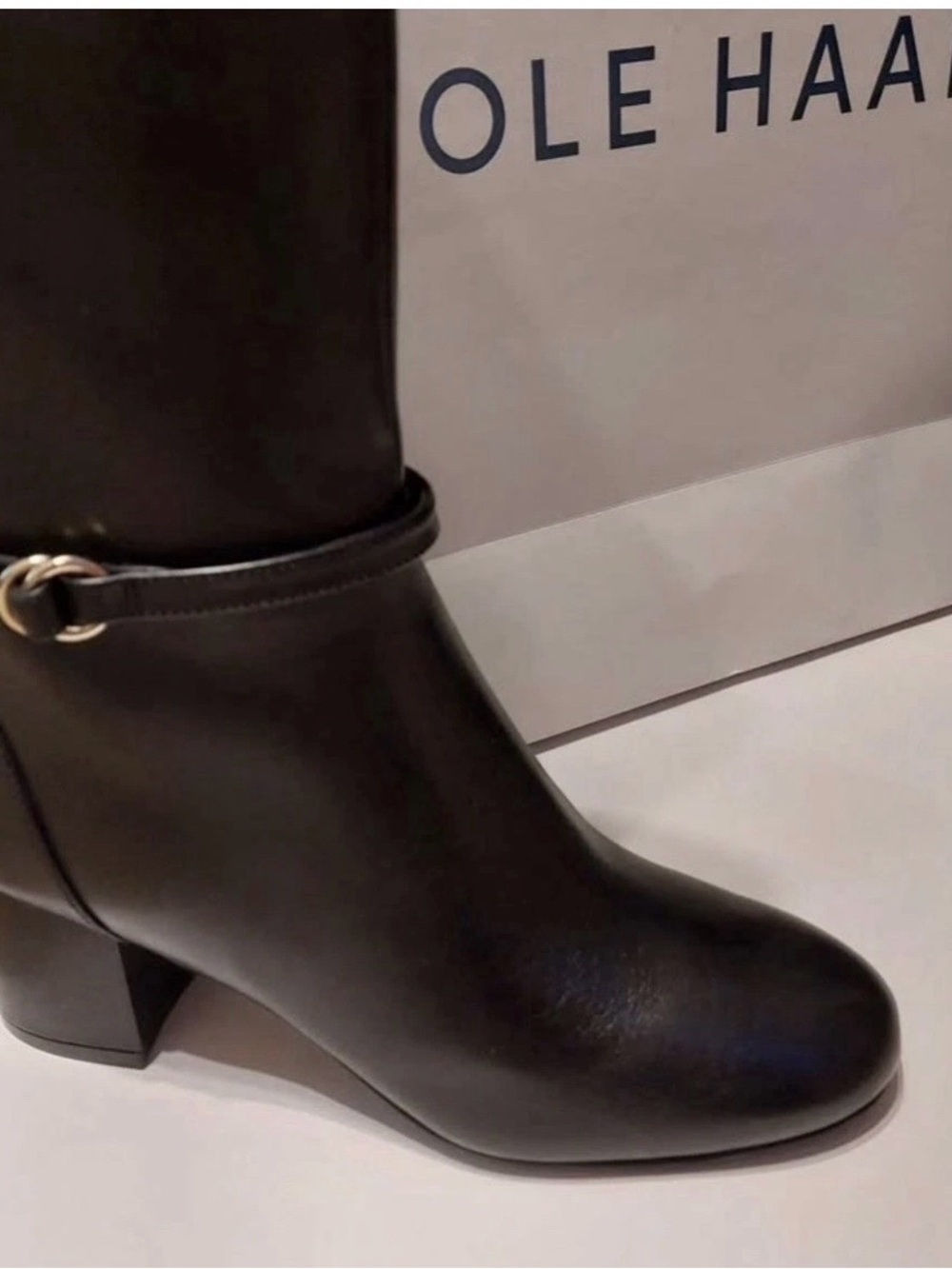 Cole Haan Dana Black Leather Knee High Boots W22253 Women’s 7.5B Block Heel - Picture 4 of 8